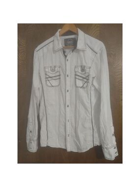 Men's BKE Athletic Western Button Down Shirt Size L White